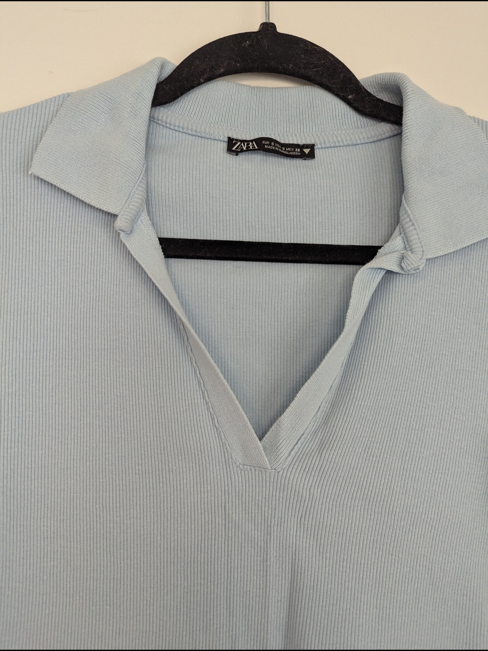Zara Pale Blue Cropped Polo Top - Picture 4 of 5